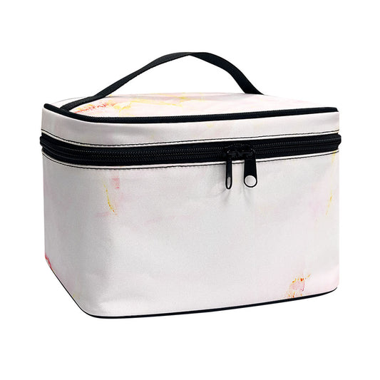 Pink Marble Print Travel Makeup Bag