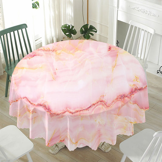 Pink Marble Print Waterproof Round Tablecloth