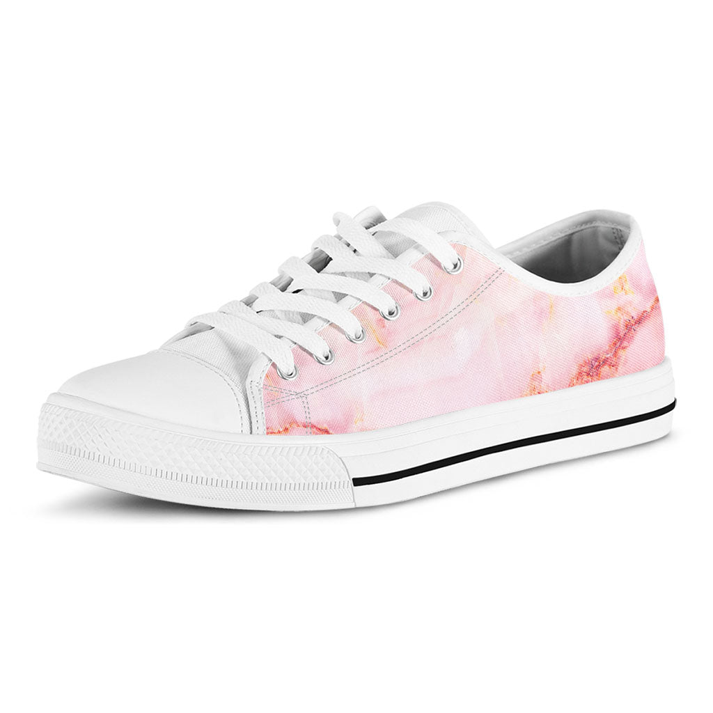 Pink Marble Print White Low Top Sneakers