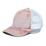 Pink Marble Print White Mesh Trucker Cap