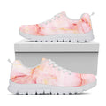 Pink Marble Print White Running Shoes