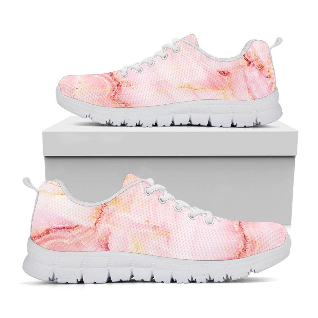 Pink Marble Print White Running Shoes