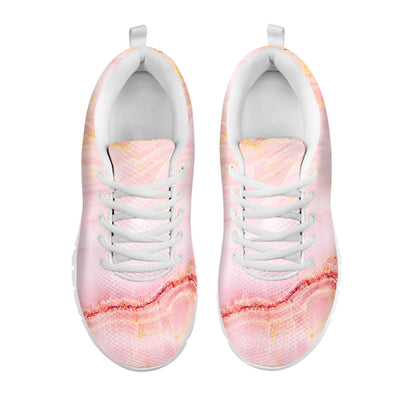 Pink Marble Print White Running Shoes