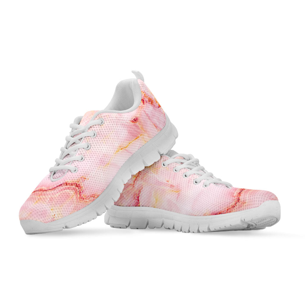 Pink Marble Print White Running Shoes