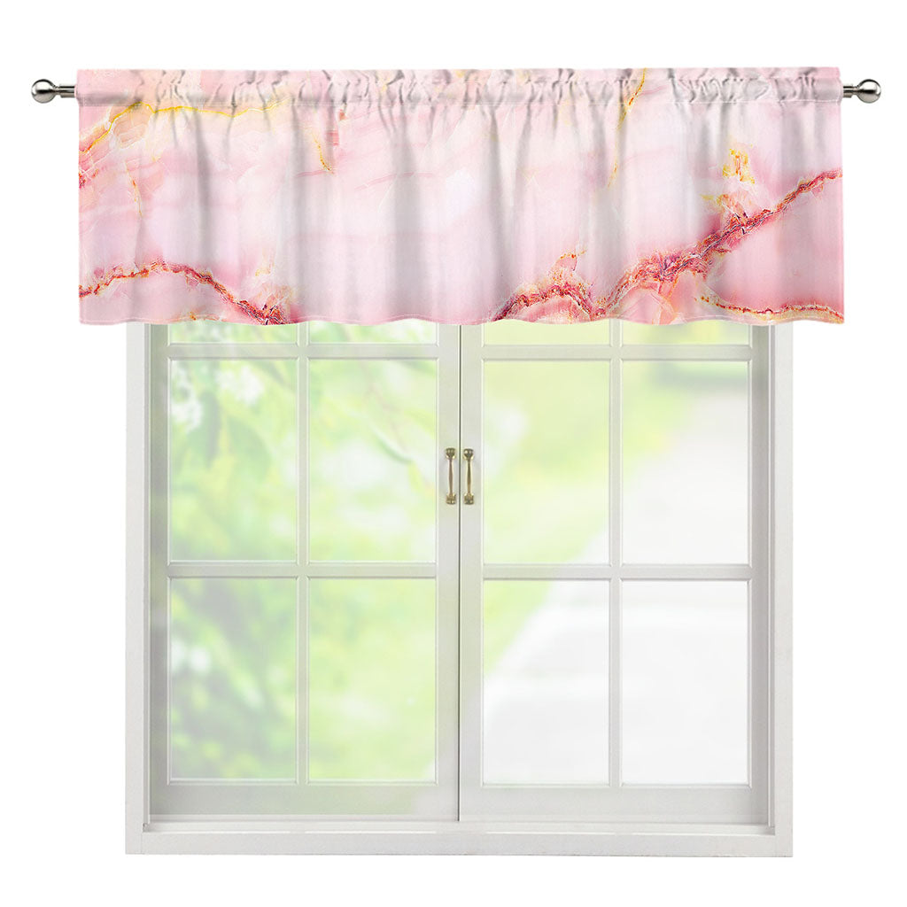 Pink Marble Print Window Valance