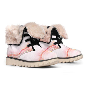 Pink Marble Print Winter Boots