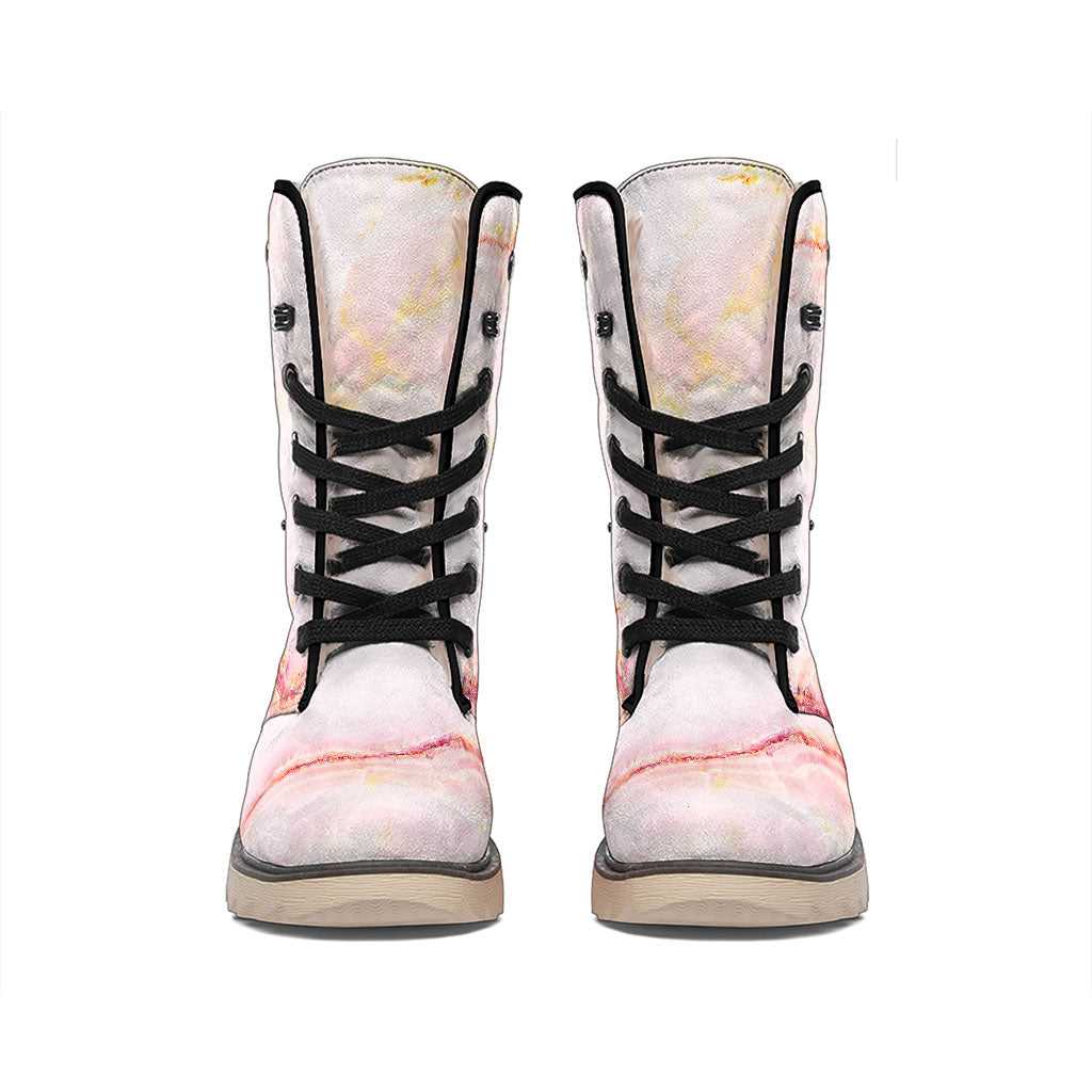 Pink Marble Print Winter Boots