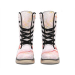 Pink Marble Print Winter Boots