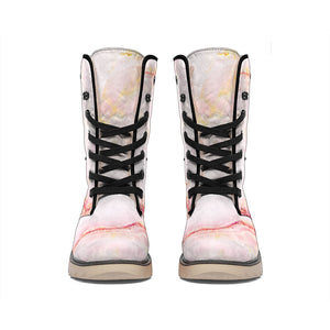 Pink Marble Print Winter Boots