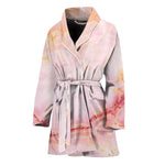 Pink Marble Print Women's Bathrobe