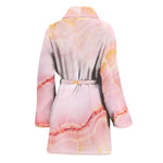 Pink Marble Print Women's Bathrobe