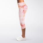 Pink Marble Print Women's Capri Leggings