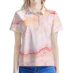 Pink Marble Print Women's Polo Shirt