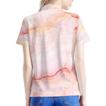 Pink Marble Print Women's Polo Shirt