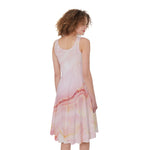 Pink Marble Print Women's Sleeveless Dress
