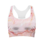 Pink Marble Print Women's Sports Bra
