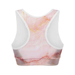 Pink Marble Print Women's Sports Bra