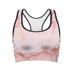 Pink Marble Print Women's Sports Bra