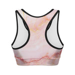 Pink Marble Print Women's Sports Bra