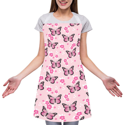Pink Monarch Butterfly Pattern Print Adjustable Apron