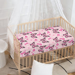 Pink Monarch Butterfly Pattern Print Baby Crib Sheet