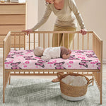Pink Monarch Butterfly Pattern Print Baby Crib Sheet