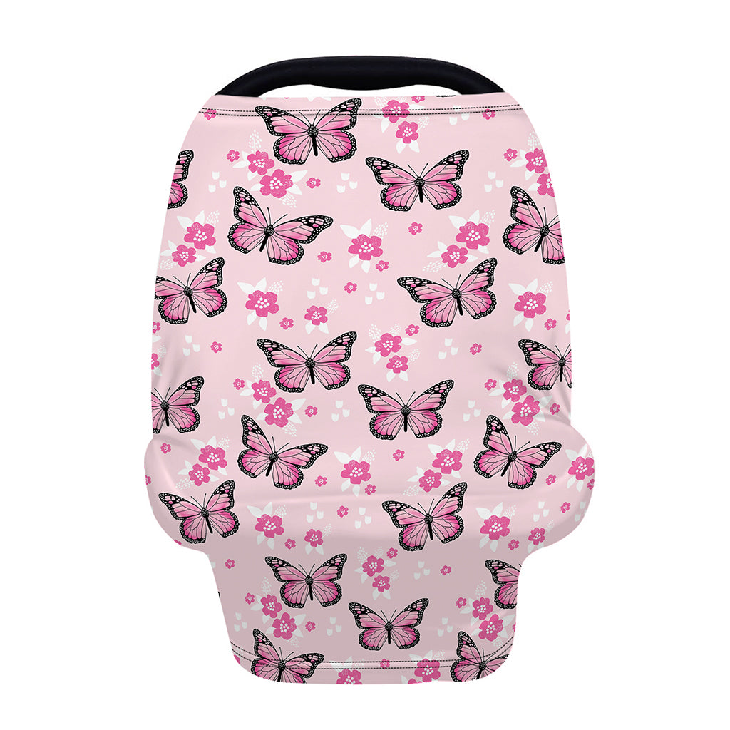 Pink Monarch Butterfly Pattern Print Baby Seat Cover
