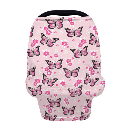 Pink Monarch Butterfly Pattern Print Baby Seat Cover
