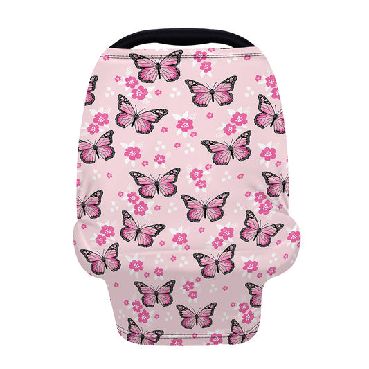 Pink Monarch Butterfly Pattern Print Baby Seat Cover