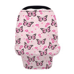 Pink Monarch Butterfly Pattern Print Baby Seat Cover