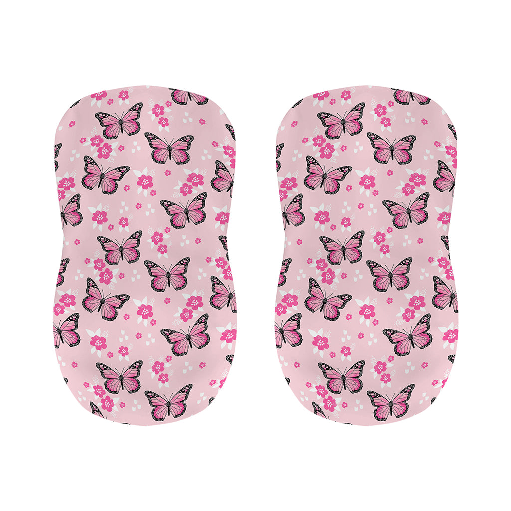 Pink Monarch Butterfly Pattern Print Bar Stool Covers