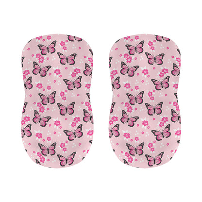Pink Monarch Butterfly Pattern Print Bar Stool Covers