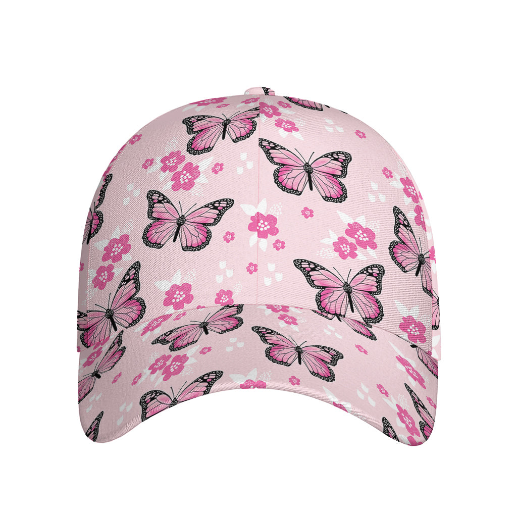 Pink Monarch Butterfly Pattern Print Baseball Cap