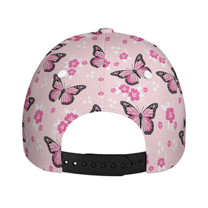 Pink Monarch Butterfly Pattern Print Baseball Cap