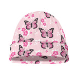 Pink Monarch Butterfly Pattern Print Beanie