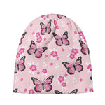 Pink Monarch Butterfly Pattern Print Beanie