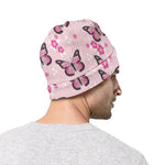 Pink Monarch Butterfly Pattern Print Beanie