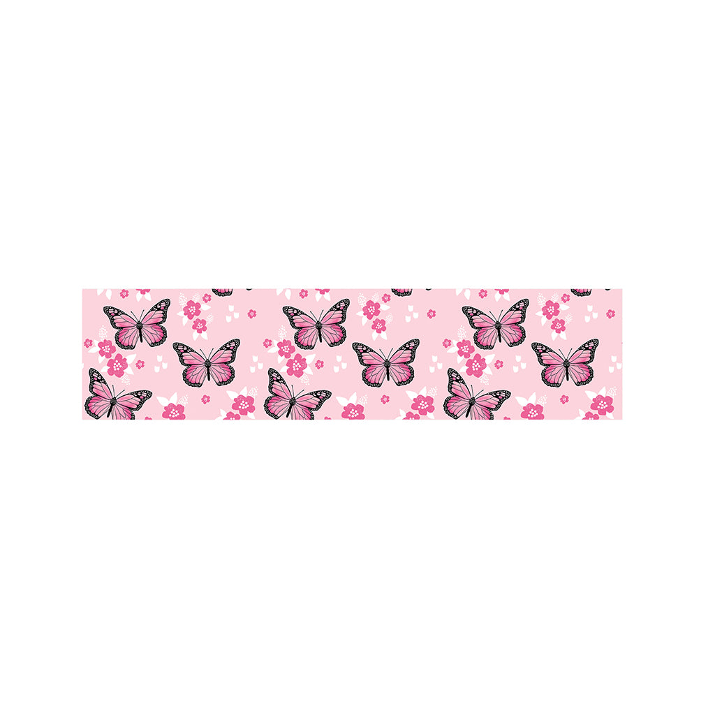 Pink Monarch Butterfly Pattern Print Bed Runner