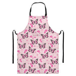 Pink Monarch Butterfly Pattern Print Bib Apron With Pocket
