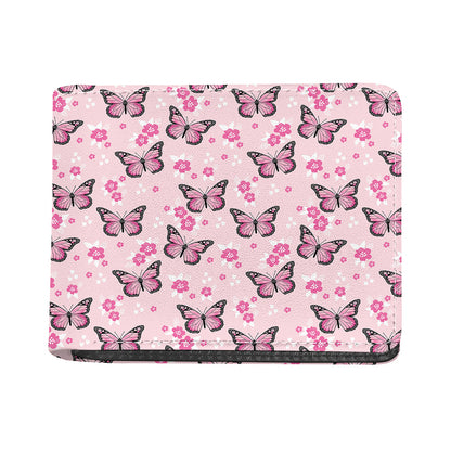 Pink Monarch Butterfly Pattern Print Bifold Wallet