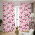 Pink Monarch Butterfly Pattern Print Dimout Pencil Pleat Curtains
