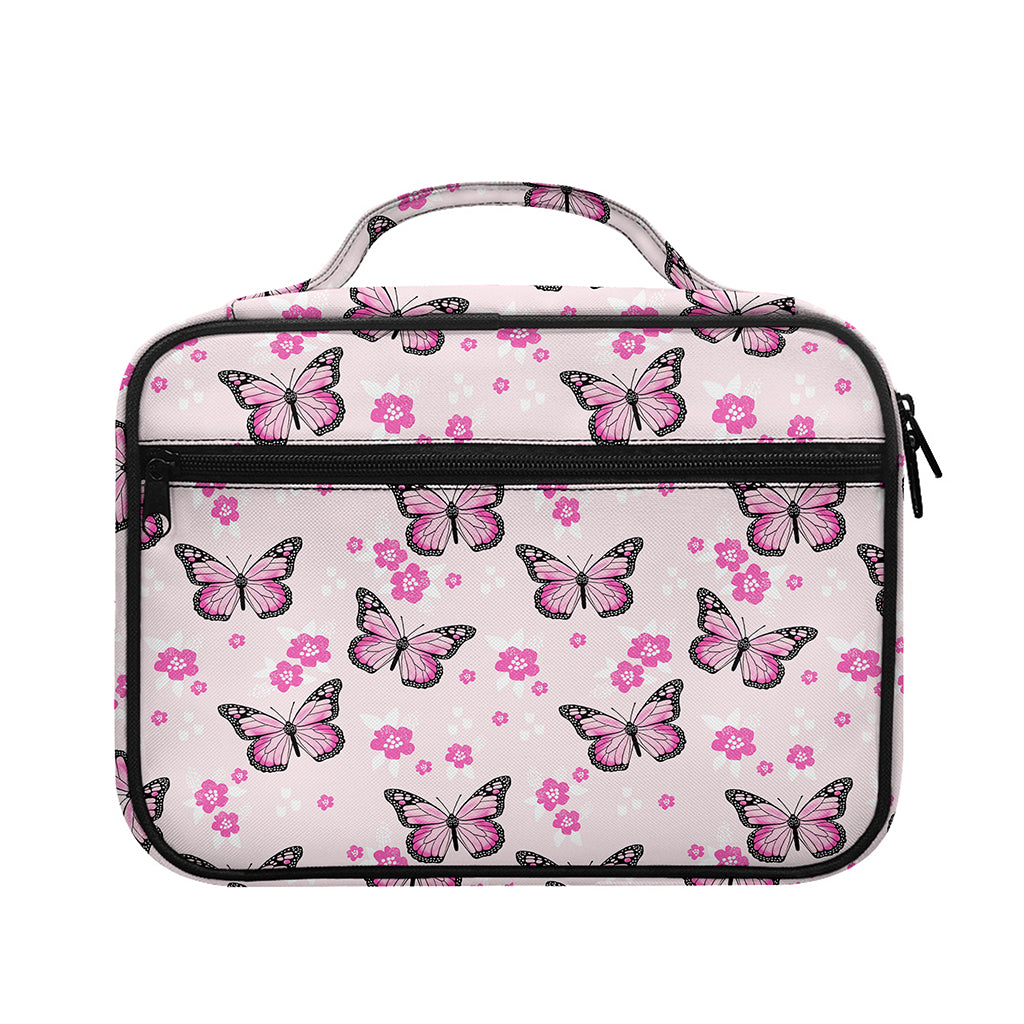 Pink Monarch Butterfly Pattern Print Briefcase Bible Bag