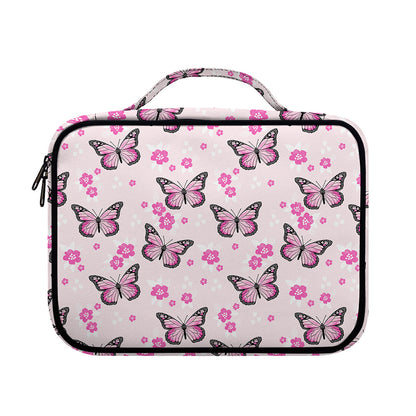 Pink Monarch Butterfly Pattern Print Briefcase Bible Bag