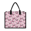 Pink Monarch Butterfly Pattern Print Canvas Tote Bag