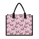 Pink Monarch Butterfly Pattern Print Canvas Tote Bag