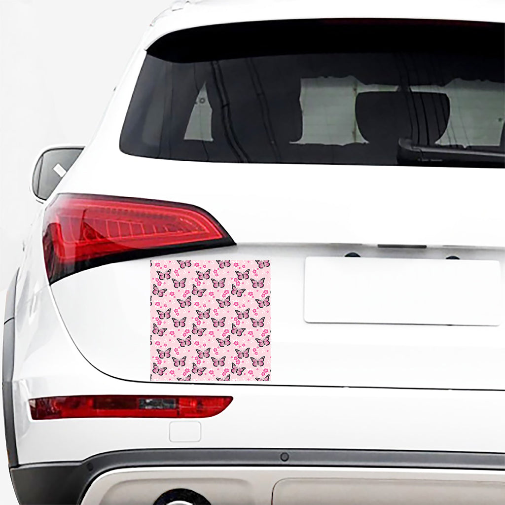 Pink Monarch Butterfly Pattern Print Car Sticker