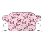Pink Monarch Butterfly Pattern Print Car Windshield Snow Cover