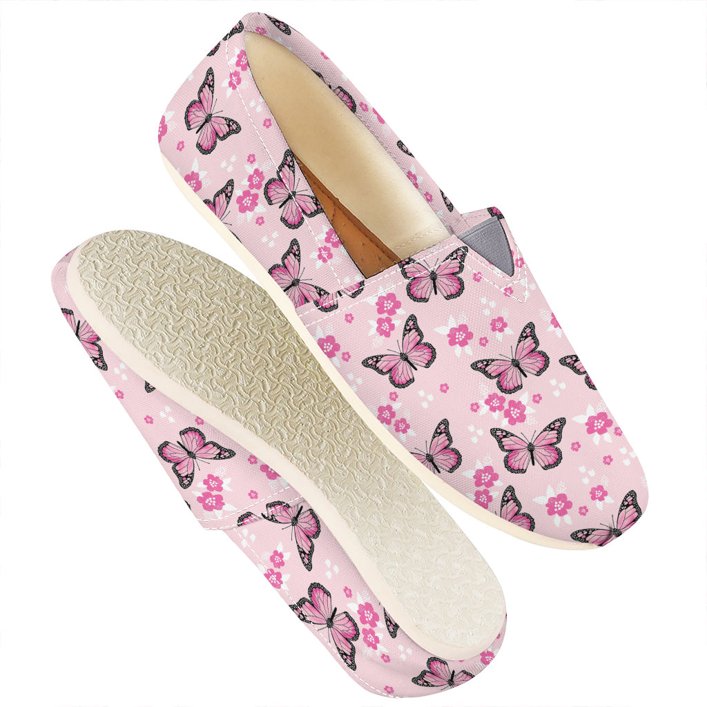 Pink Monarch Butterfly Pattern Print Casual Shoes
