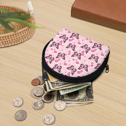Pink Monarch Butterfly Pattern Print Coin Purse