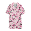 Pink Monarch Butterfly Pattern Print Cotton Hawaiian Shirt
